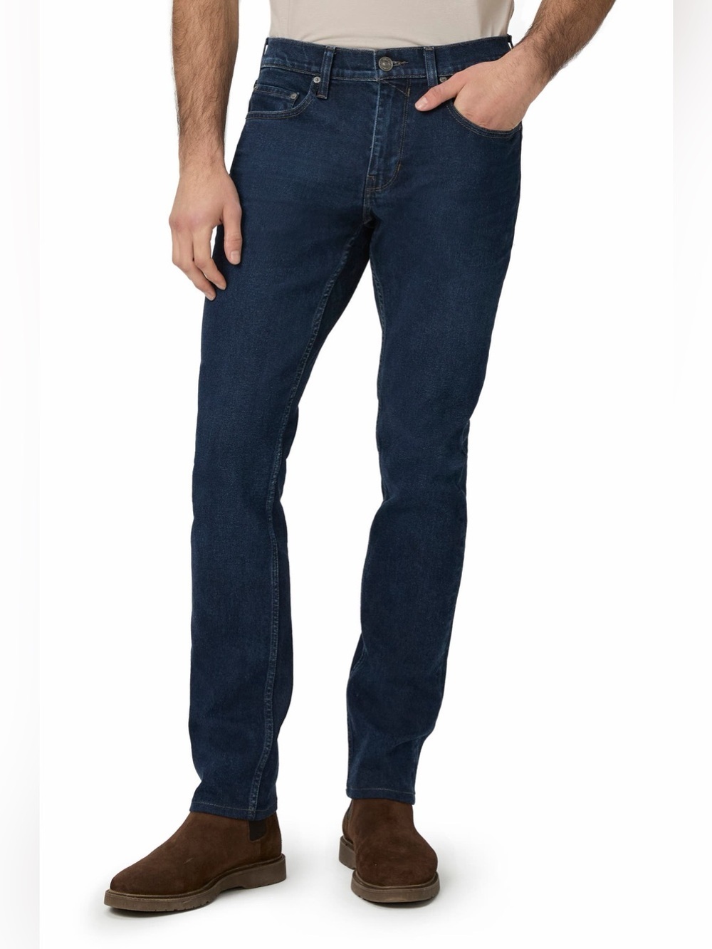PAIGE Men's Lennox Slim Fit Straight Leg Jeans in Dark Blue Wash Waist 34